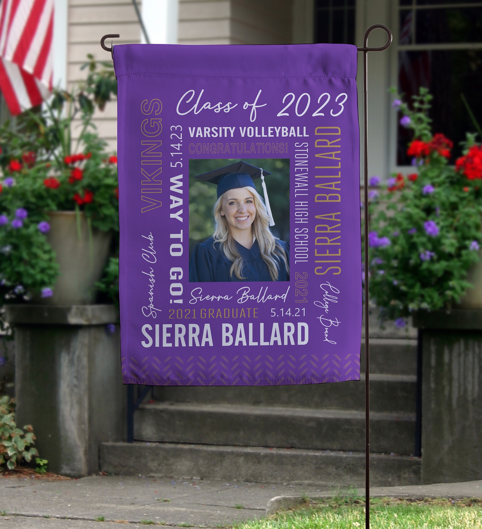 All About The Grad Personalized Photo Garden Flag